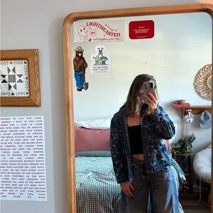 Embroidered Denim Jacket with Floral Design